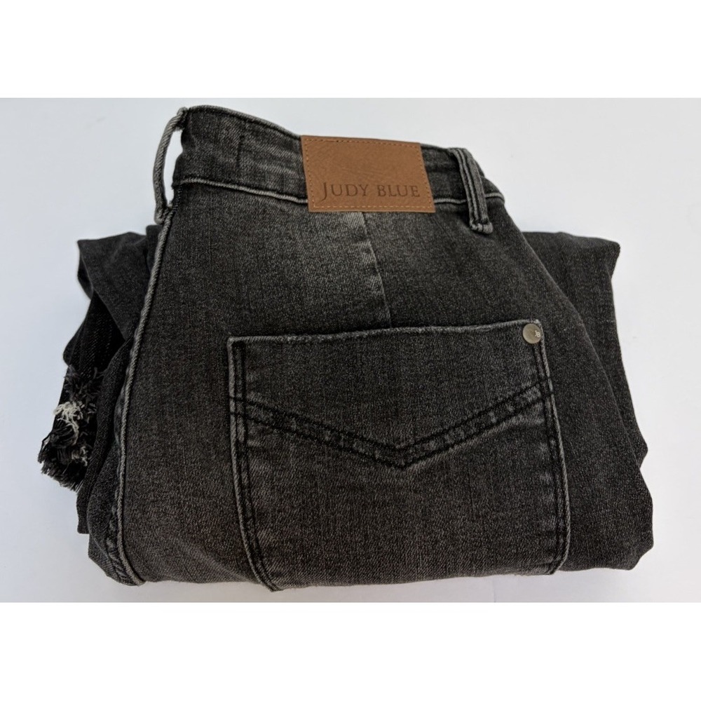 Judy Blue Hi-Rise Gray Wide Leg Jeans Raw Released Hem Size 7/28 Style #88762